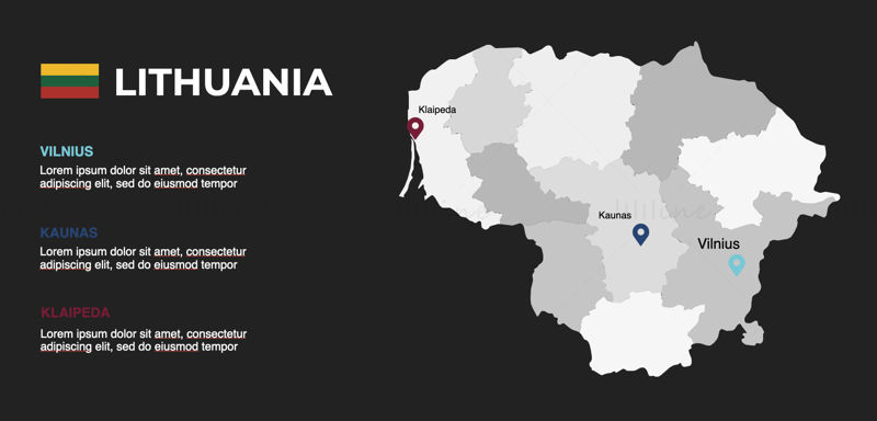 Litauen-Infografik-Karte bearbeitbare PPT und Keynote
