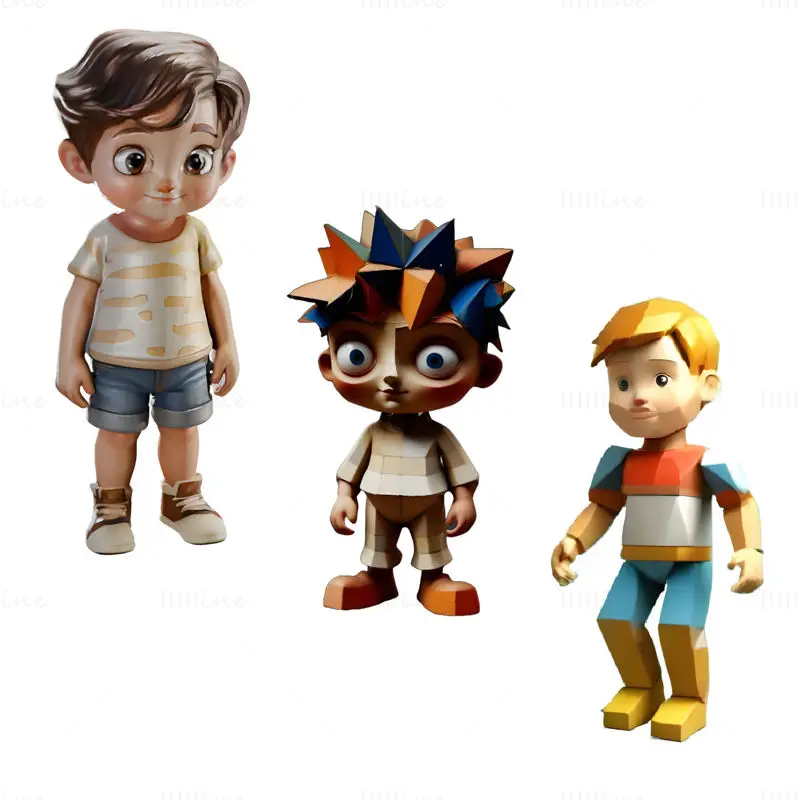 Colecția de modele de imprimare 3D Little Adventurers - Personaje pentru copii stilizate