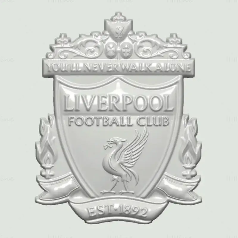 Modelo de impresión 3D con el logotipo de Liverpool en archivo STL