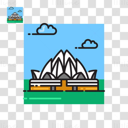 Lotus Temple in India vector illustration