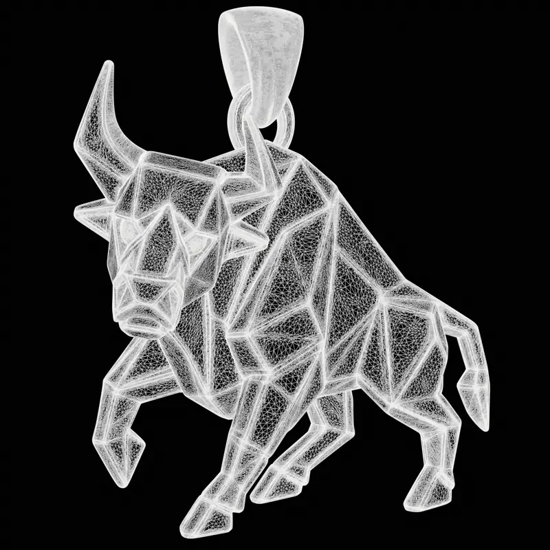 低多边形风格华尔街铜牛珠宝设计3D打印模型