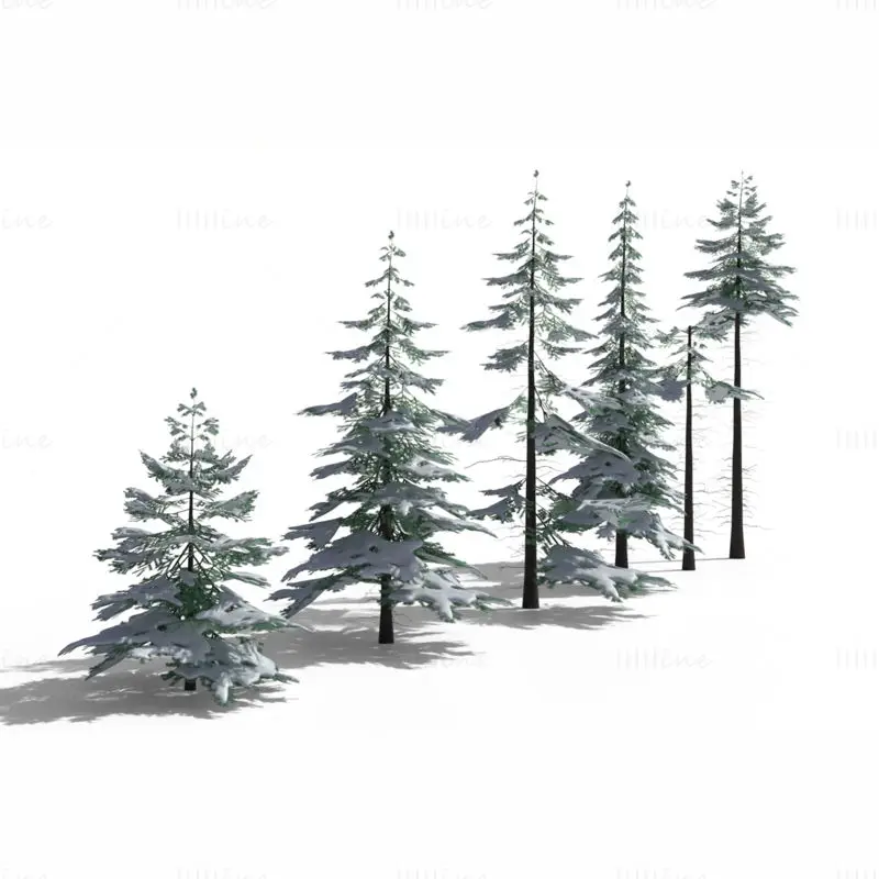 Low Polygon Snowy Spruce Tree 3D-modellpakke