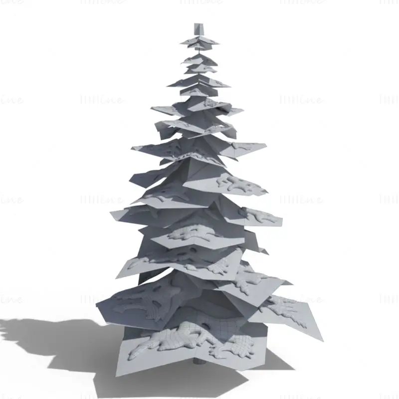 Low Polygon Snowy Spruce Tree 3D Model Pack
