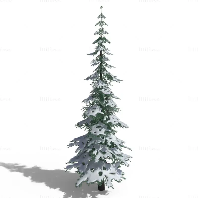 Low Polygon Snowy Spruce Tree 3D-modellpakke