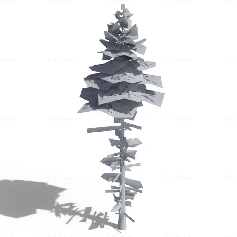 Low Polygon Snowy Spruce Tree 3D-Modellpaket