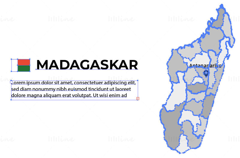 Madagaskar harita vektörü