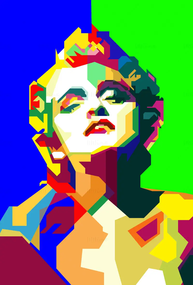 Madonna 80s Pop Ikona Zpěvačka Pop Art WPAP Vektor