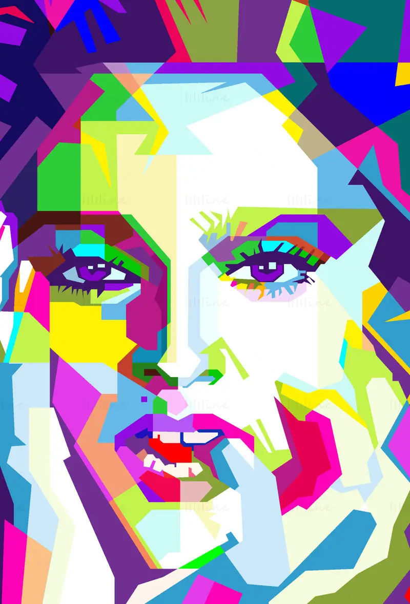 Madonna Amerikan Şarkıcı Ünlü Pop Art WPAP Vektör