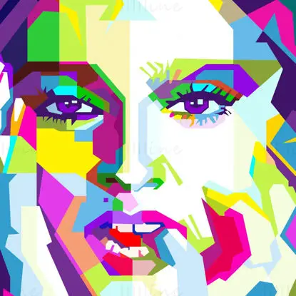 Madonna Amerikan Şarkıcı Ünlü Pop Art WPAP Vektör