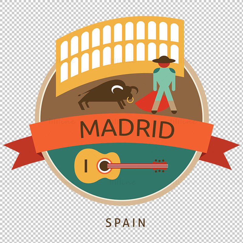Madrid City iconic elements vector eps png
