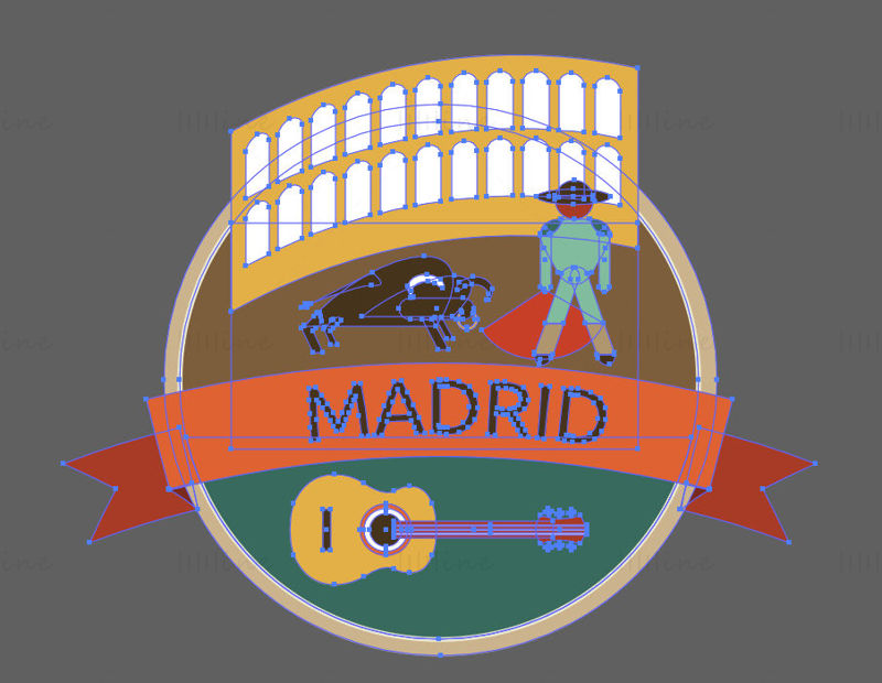 Madrid City iconic elements vector eps png