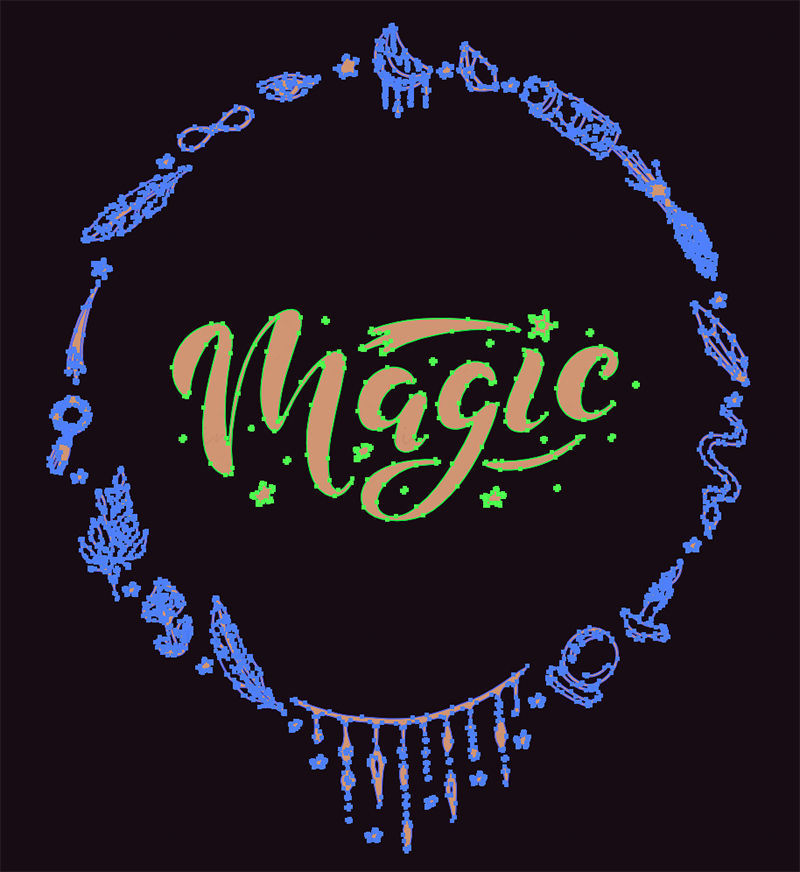 Lettrage magique, illustration vectorielle