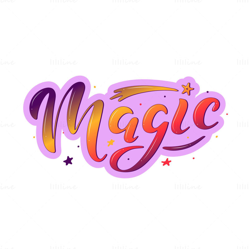 Magic.Colorful Vector mano letras