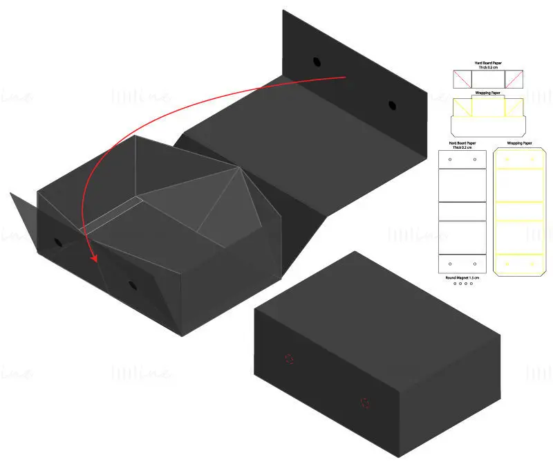 Magnetic packaging box dieline vector