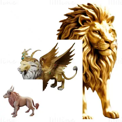 Majestic Creatures - Lion, Mythical Beast, and Heroic Lion 3D Print Model