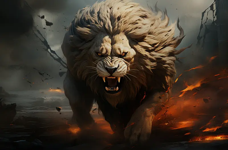 Illustrazione del manifesto del leone maestoso