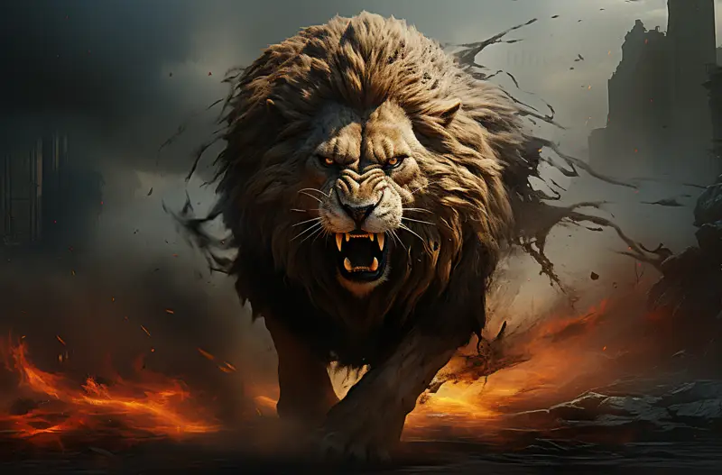 Illustrazione del manifesto del leone maestoso