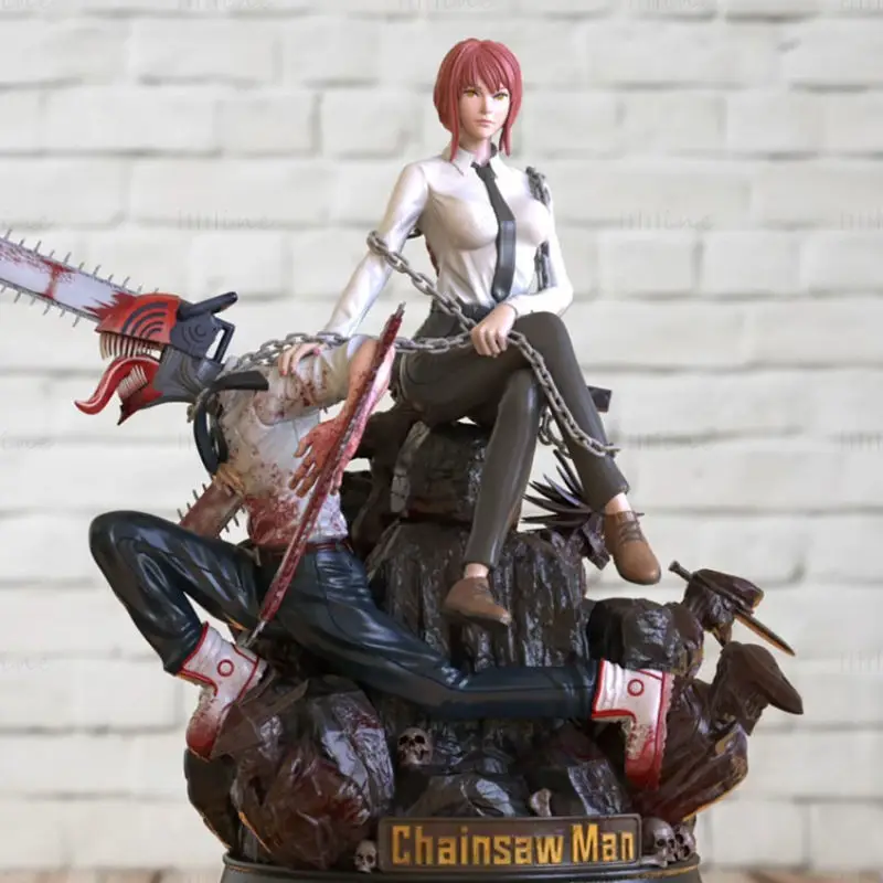 Makima and Denji - Chainsaw Man 3D Print Model STL