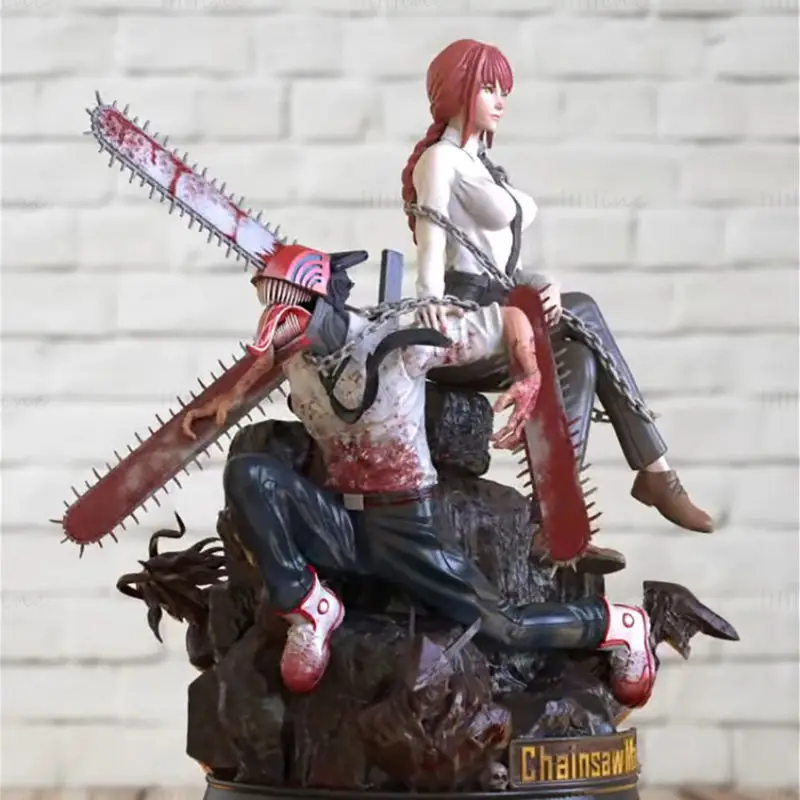 Makima and Denji - Chainsaw Man 3D Print Model STL