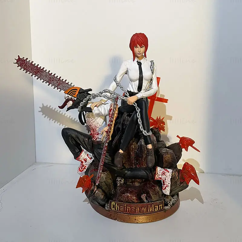 Makima and Denji - Chainsaw Man 3D Print Model STL