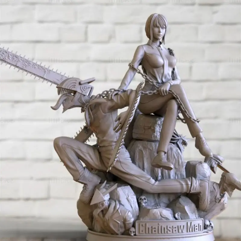 Makima and Denji - Chainsaw Man 3D Print Model STL