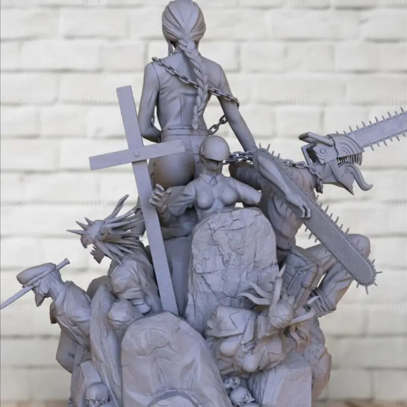 Makima and Denji - Chainsaw Man 3D Print Model STL