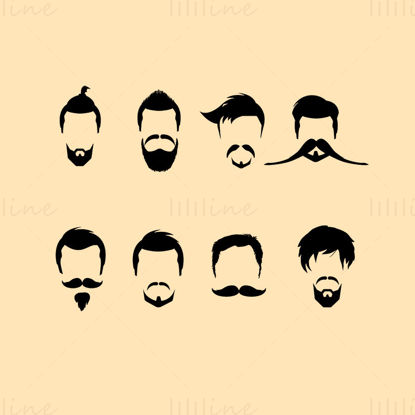 Male beards and hairstyles psd mockup