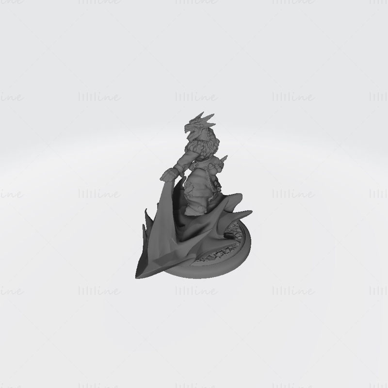 Modelo de impressão 3D masculino Dragonborn Shaman de gelo