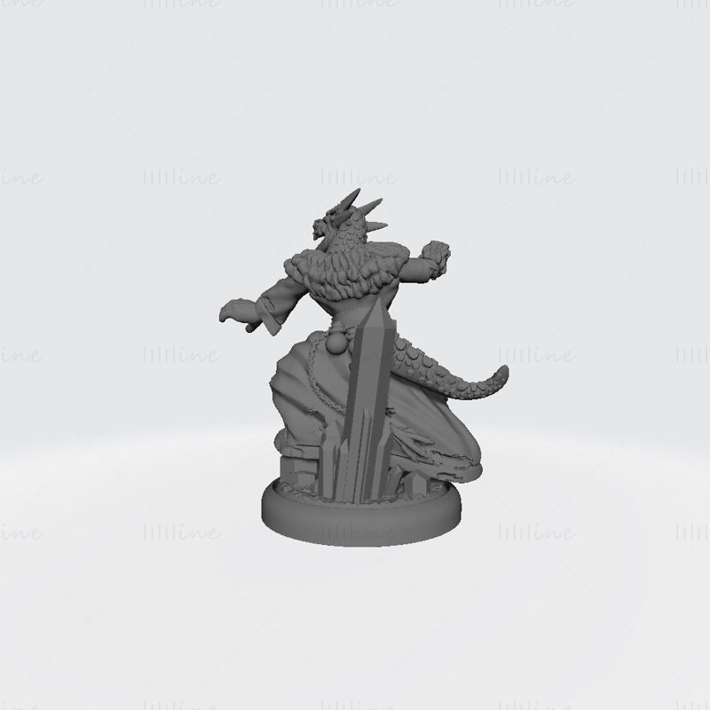 Modelo de impressão 3D masculino Dragonborn Shaman de gelo