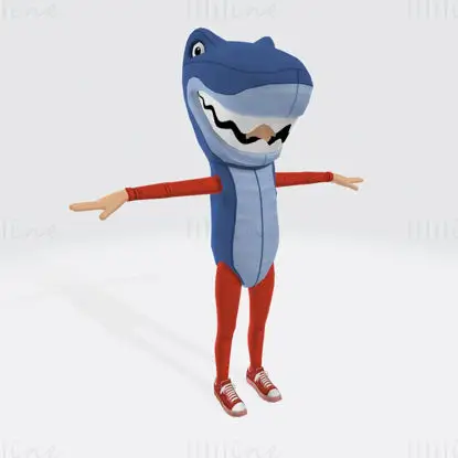 Costum de rechin mascul albastru Model imprimat 3D