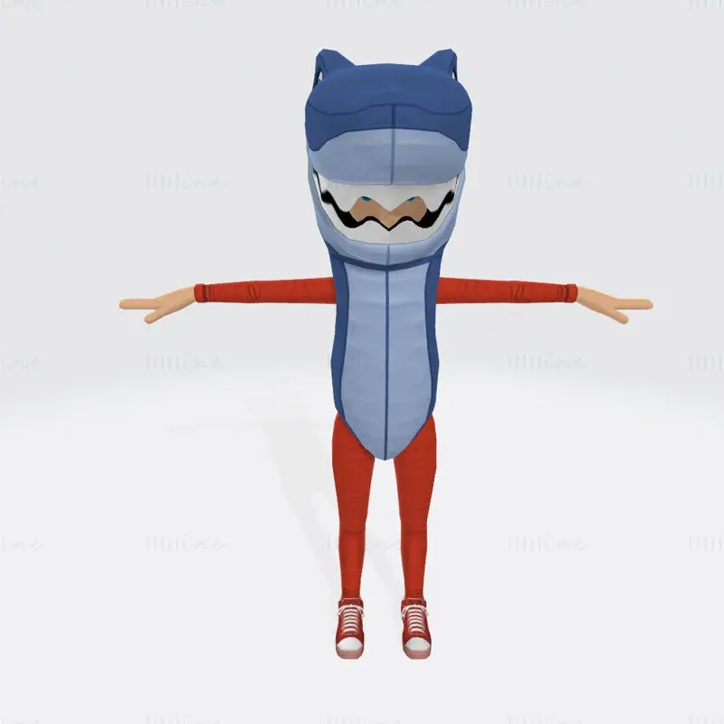 Mann Hai-kostyme Blå 3D-utskriftsmodell