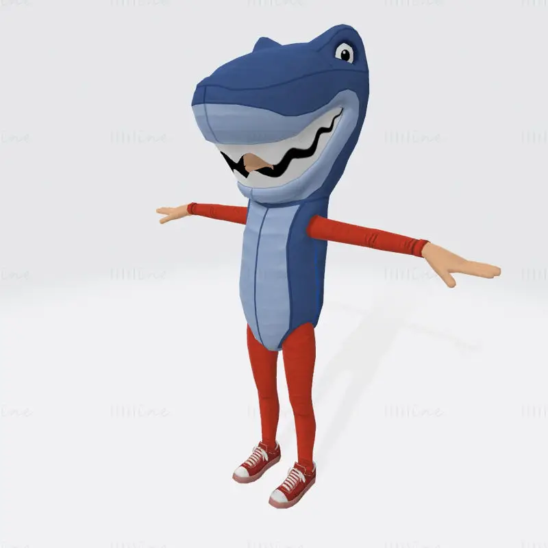 Male Shark Costume Blue 3D Print Model