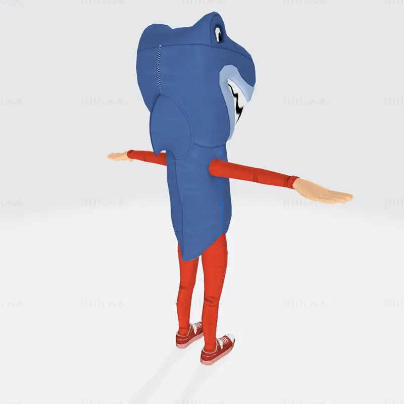 Mannelijke haai kostuum blauw 3D-printmodel