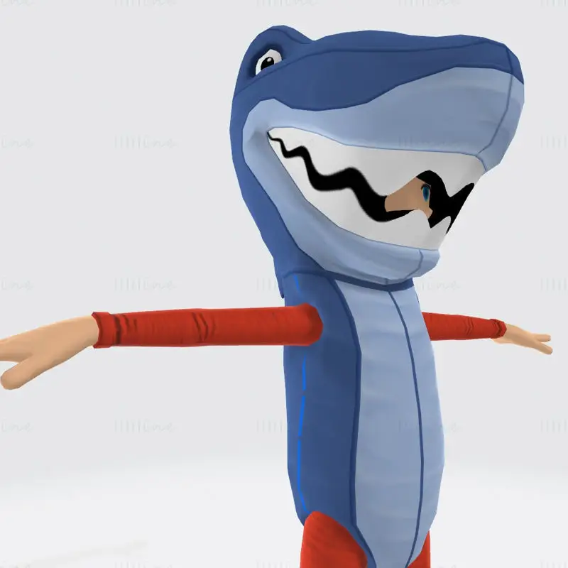 Costume de requin mâle bleu modèle d'impression 3D