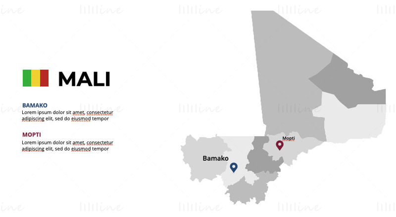 Mali-Infografik-Karte bearbeitbare PPT und Keynote
