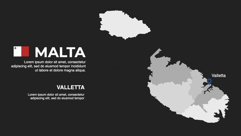 Malta-Infografik-Karte bearbeitbare PPT und Keynote