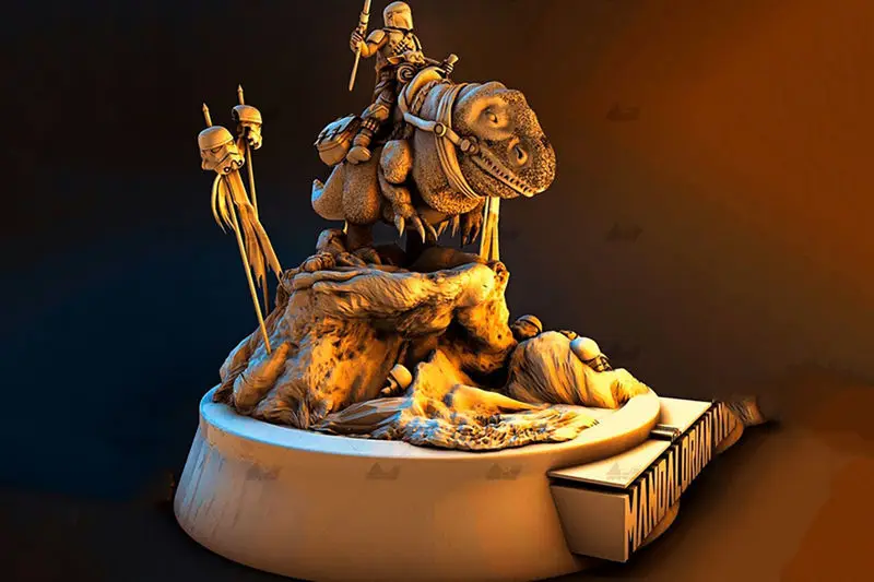 Modelo de impresión 3D STL de diorama mandaloriano