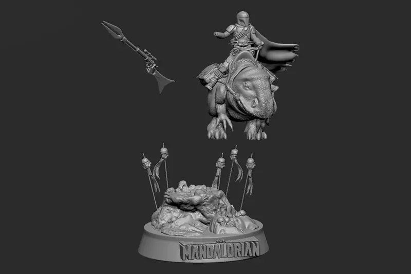 Modelo de impresión 3D STL de diorama mandaloriano