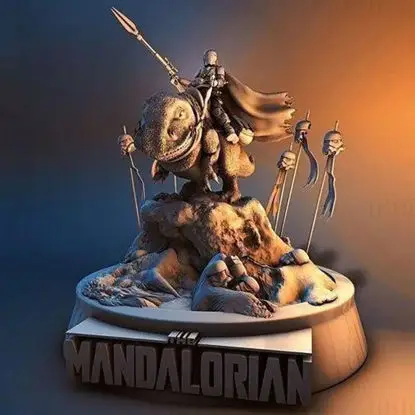 Mandalorian Diorama 3D-afdrukmodel STL