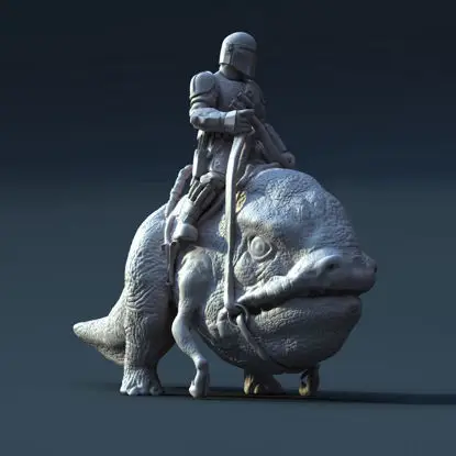 ブラーグに乗るマンドー 3D プリント モデル STL