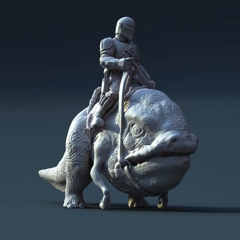 ブラーグに乗るマンドー 3D プリント モデル STL