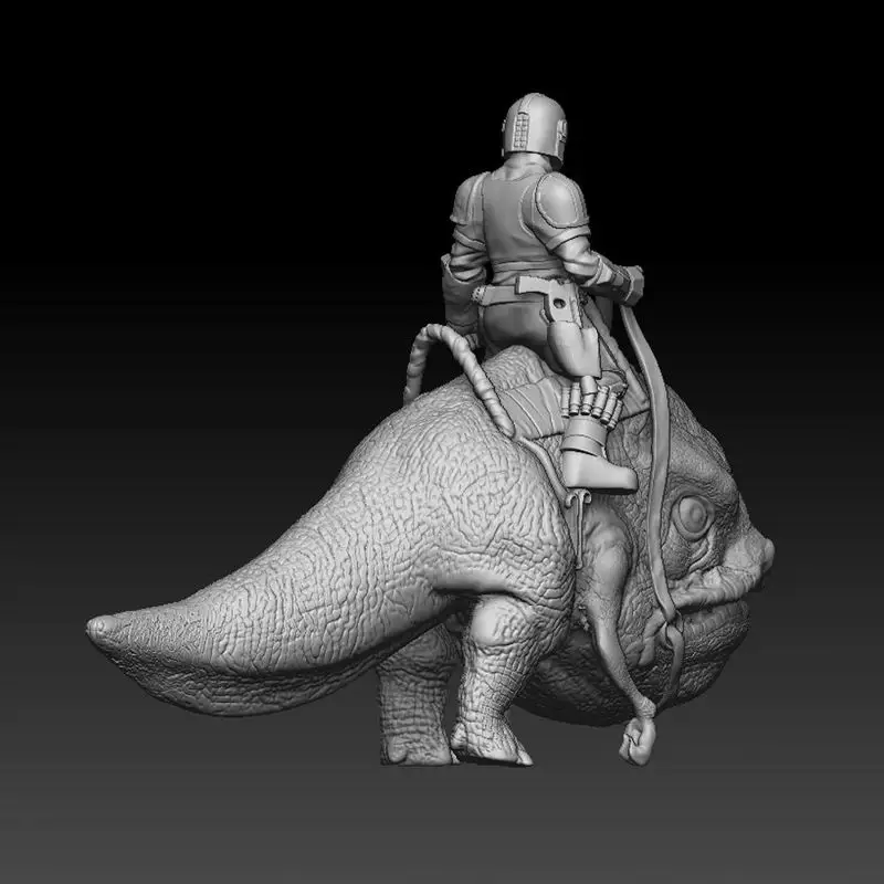 Mando Riding a Blurrg 3D Print Model STL