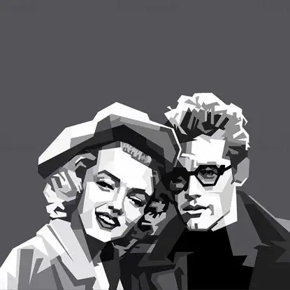 Marilyn Monroe și James Dean Vector alb negru