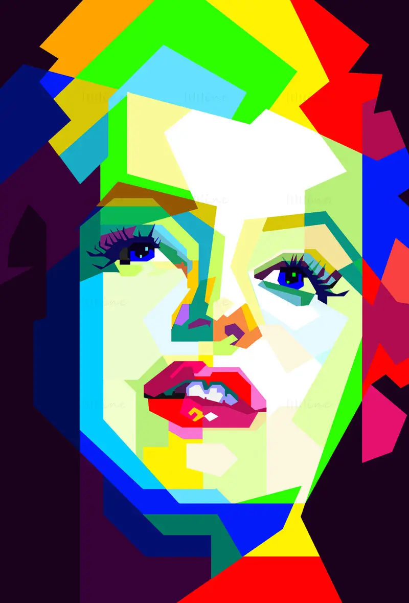 Marilyn Monroe, farbenfrohe Illustration, Pop-Art, WPAP-Vektor