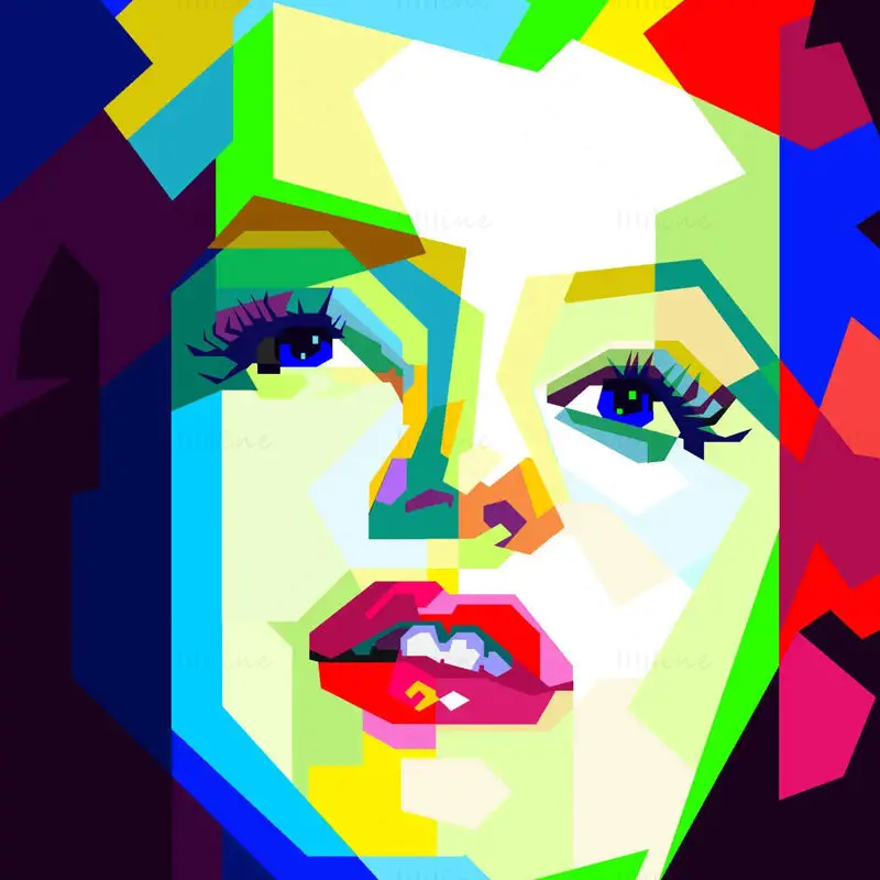 Marilyn Monroe ilustrație colorată Pop Art WPAP Vector