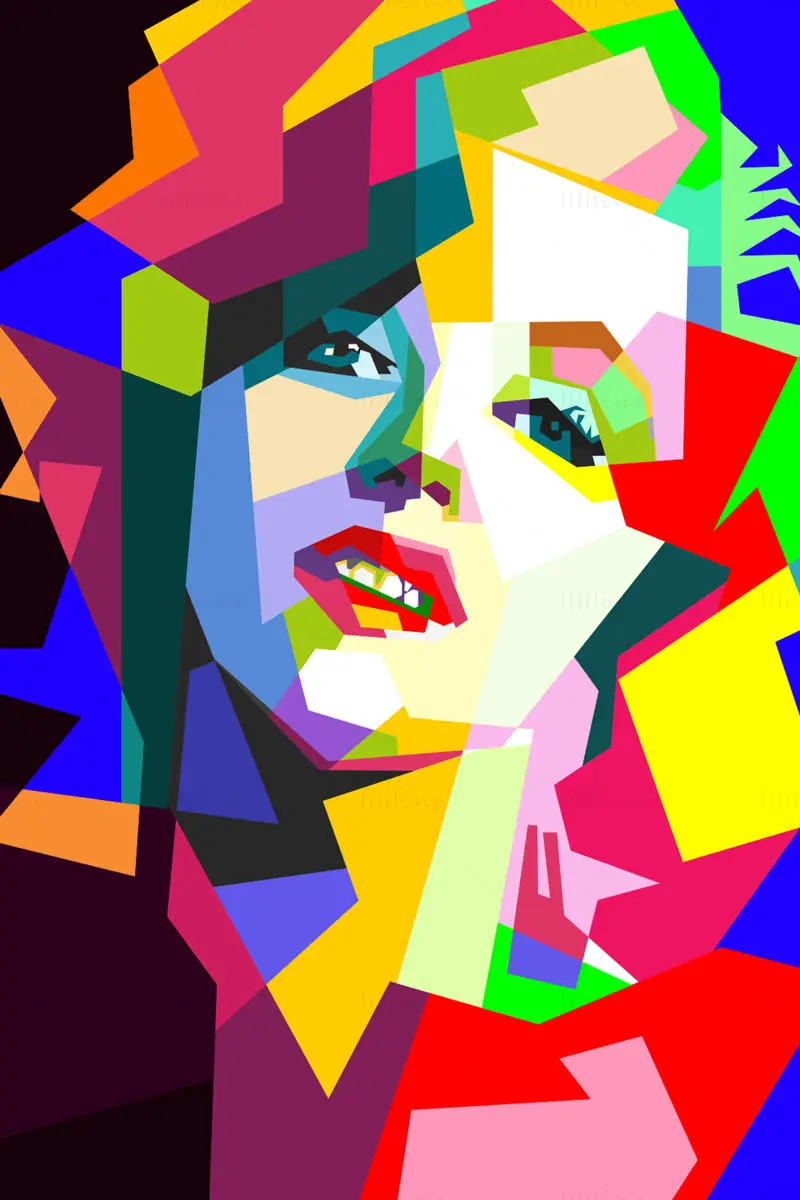 Marilyn Monroe hollywoodská ikona pop art geometrický barevný vektor