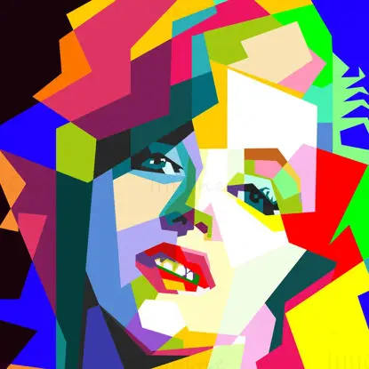 Marilyn Monroe Ícone de Hollywood Pop Art Geométrico Colorido Vetor