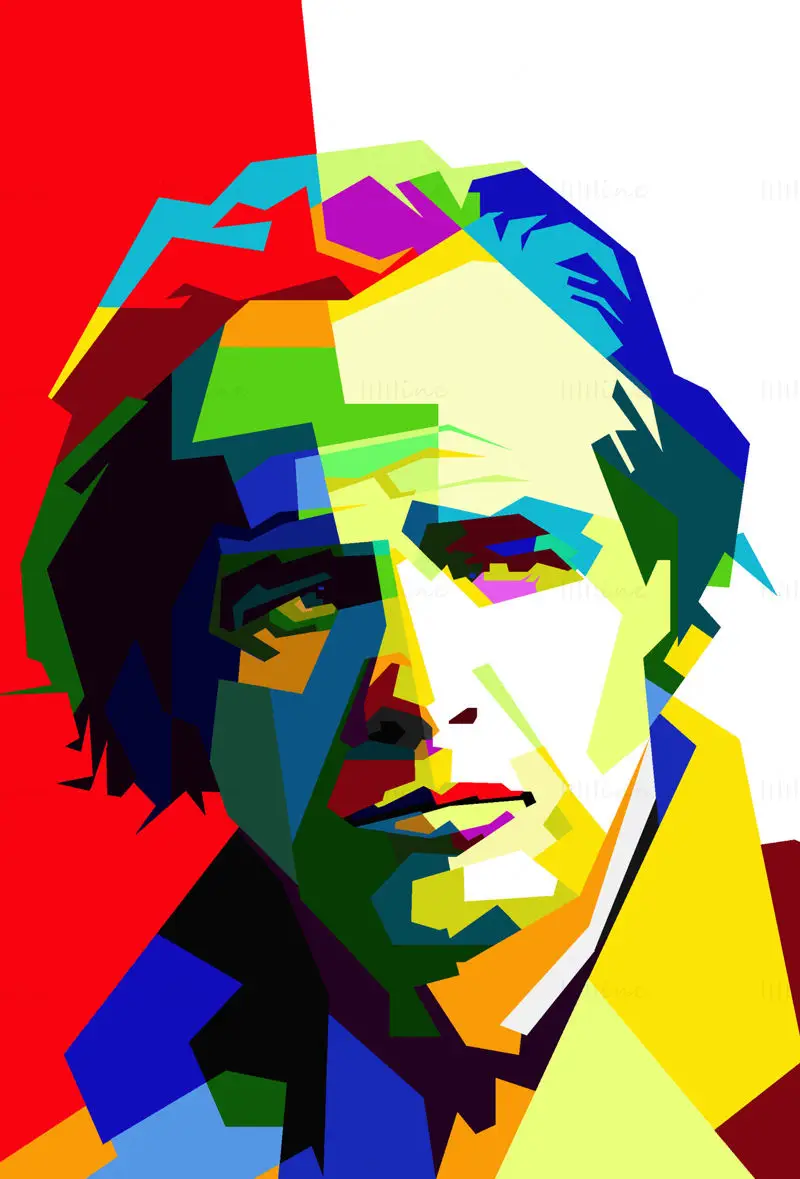 Marlon Brando Hollywood Efsanevi Oyuncu Pop Art WPAP Vektör