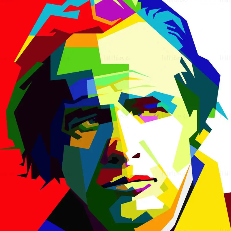 Marlon Brando Hollywood Efsanevi Oyuncu Pop Art WPAP Vektör