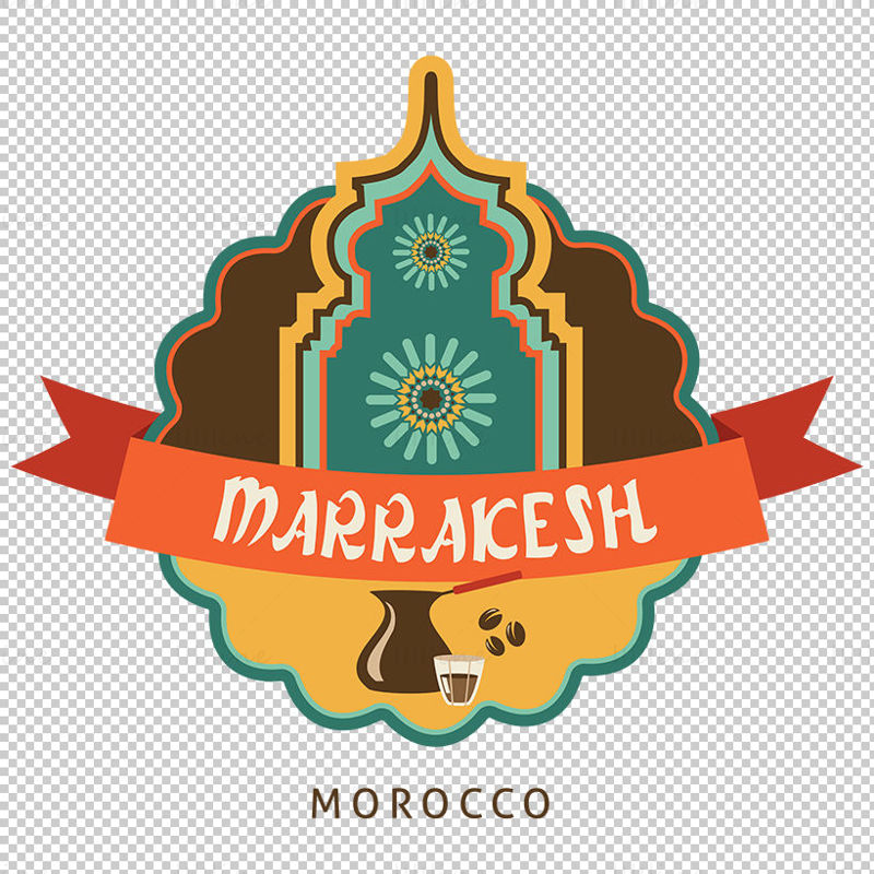Marrakesh City iconic elements vector eps png